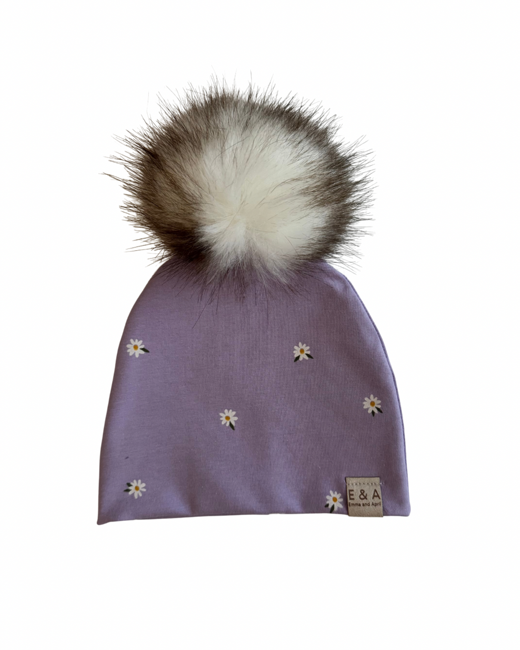 Lilac Floral Pom Beanie