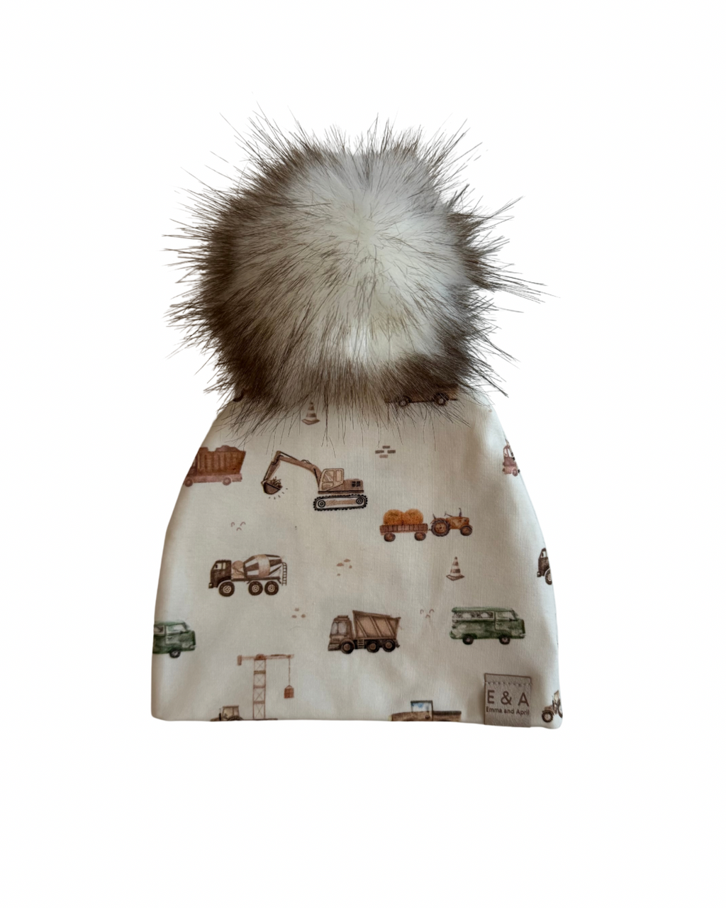 Construction Vehicle Pom Beanie