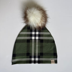 Pine Plaid Pom Beanie