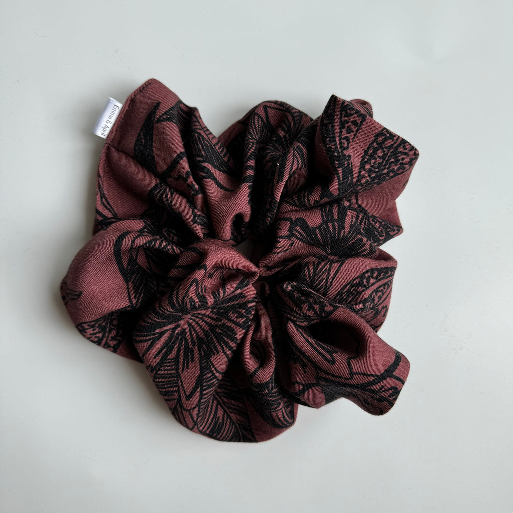 Wine Floral Chunky Scrunchie