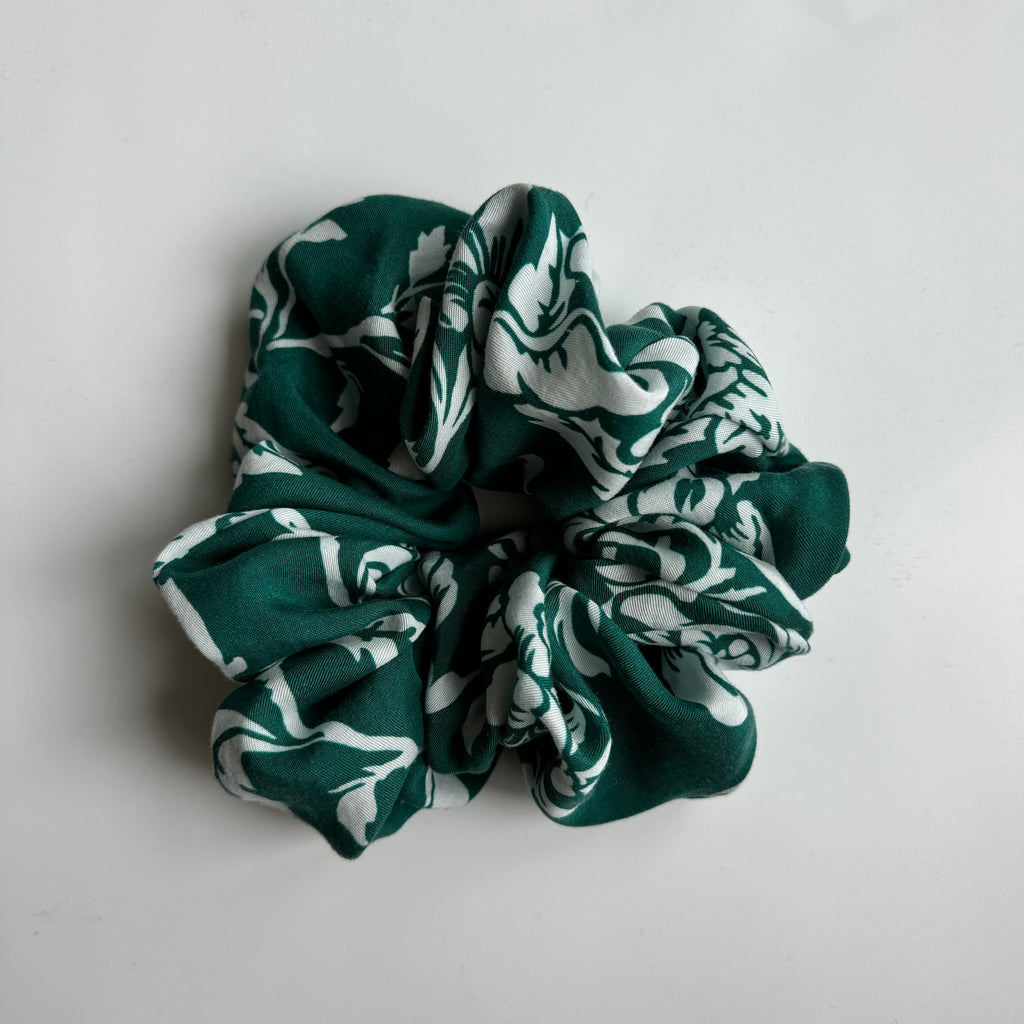 Green Fleur Chunky Scrunchie