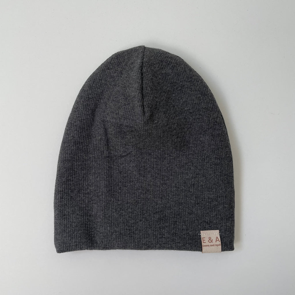 Charcoal Organic Cotton Rib Beanie